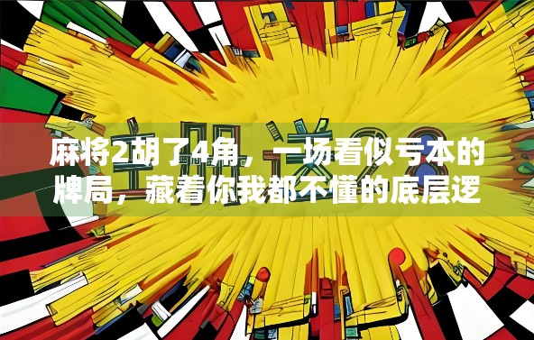 麻将2胡了4角，一场看似亏本的牌局，藏着你我都不懂的底层逻辑